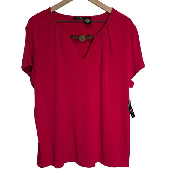 NWT East 5th Short Sleeve Pink Blouse Women's Size 2X - Picture 1 of 11